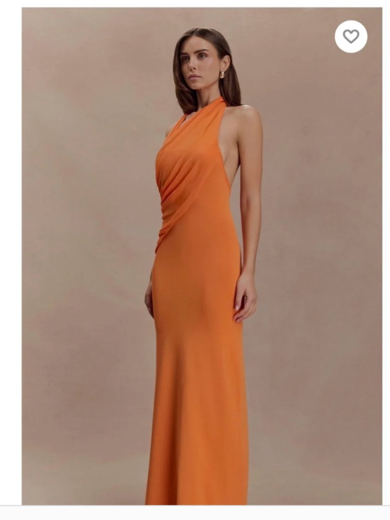 Meshki Elma Halter Knit Maxi Dress In Orange - Size